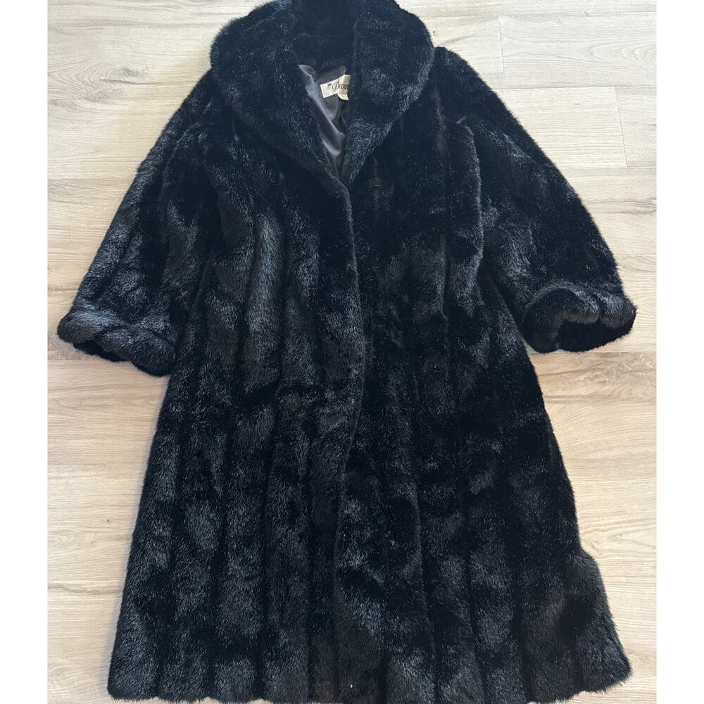 Vintage Ms. Divine Teddy Faux Fur Coat Jacket Black Size Large